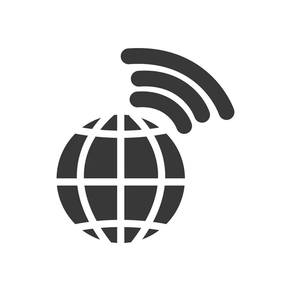 全球球体和网络信号，轮廓风格 — 图库矢量图片