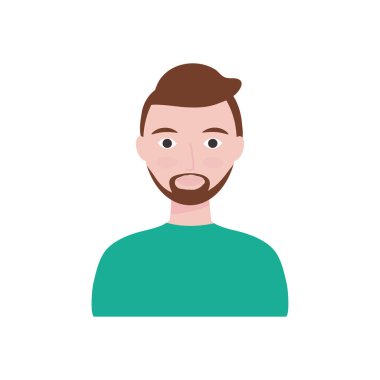 Sakallı Avatar Adam, düz stil.