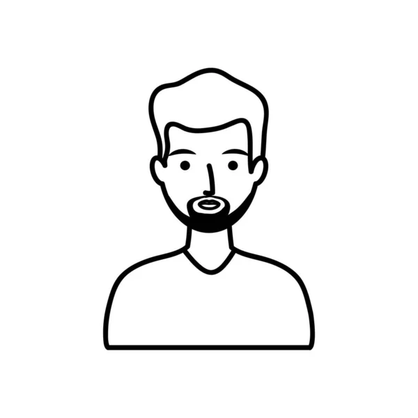 Avatar hombre adulto con barba, estilo de línea — Vector de stock