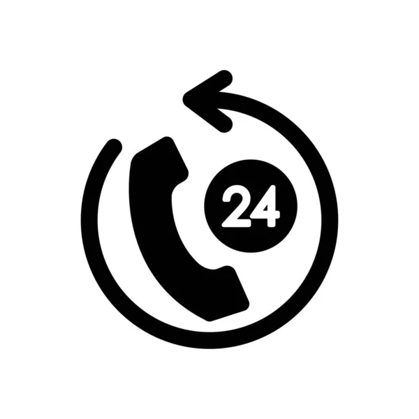 Símbolo de centro de llamadas de apoyo, teléfono con flecha de círculo alrededor, estilo de silueta — Vector de stock