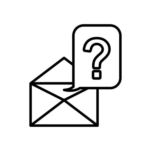 envelope and speech bubble with question mark icon, line style
