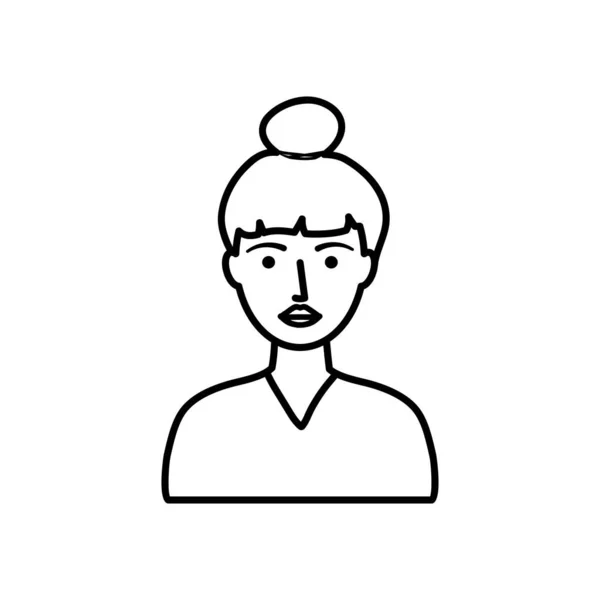 Avatar icône femme, style ligne — Image vectorielle