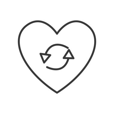 Yuvarlak ok ikonlu kalp, satır biçimi