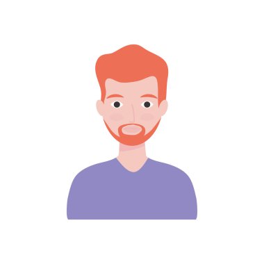 Avatar sakallı yetişkin adam, düz stil.