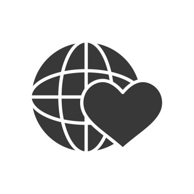 küresel küre ve kalp simgesi, siluet biçimi