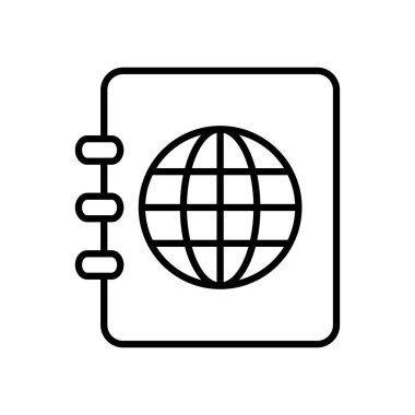 telefon rehberi ve küresel küre simgesi, satır biçimi