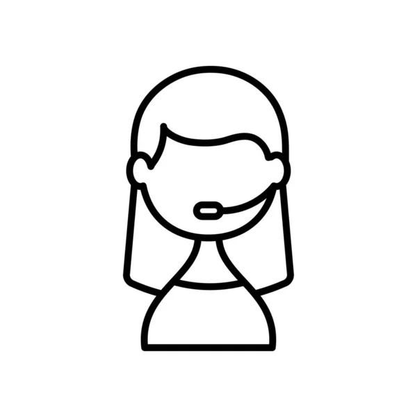 Support service concept, Pictogram van de vrouw dragen headset voor call center, lijn stijl — Stockvector