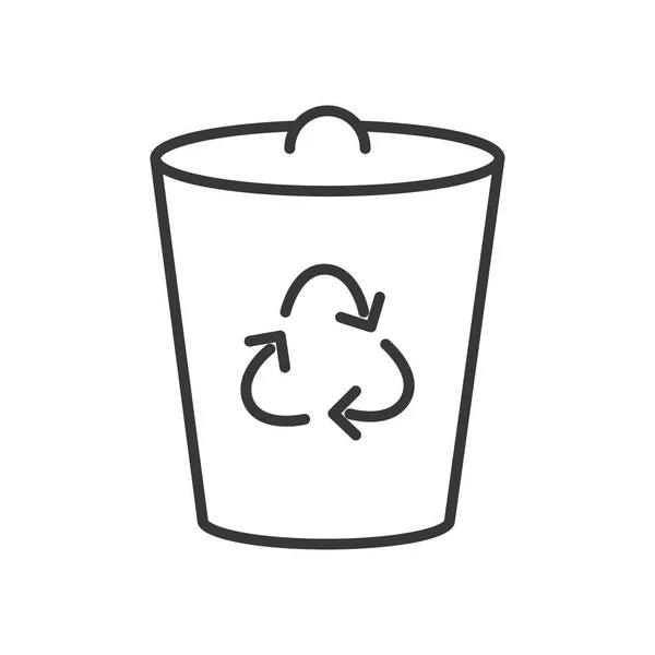 Κάδο απορριμμάτων με το εικονίδιο σύμβολο ανακύκλωσης, στυλ γραμμής — Διανυσματικό Αρχείο