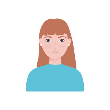 Küçük küpeler takan Avatar kadın, düz stil.