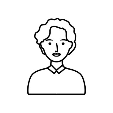 Avatar genç adam süveter giyiyor, çizgi stili.