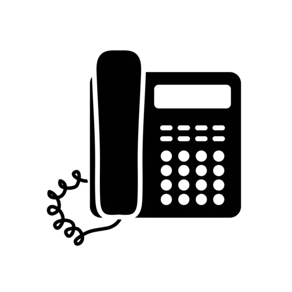 Icono del teléfono de escritorio, estilo de silueta — Vector de stock