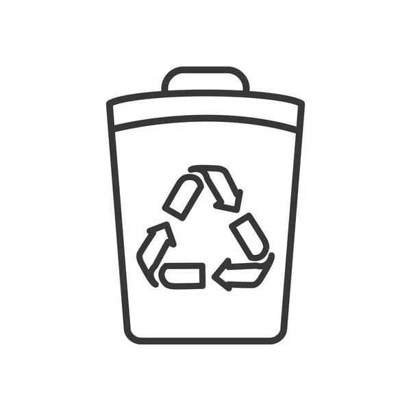 Emmer met recycle symbool icoon, lijn stijl — Stockvector