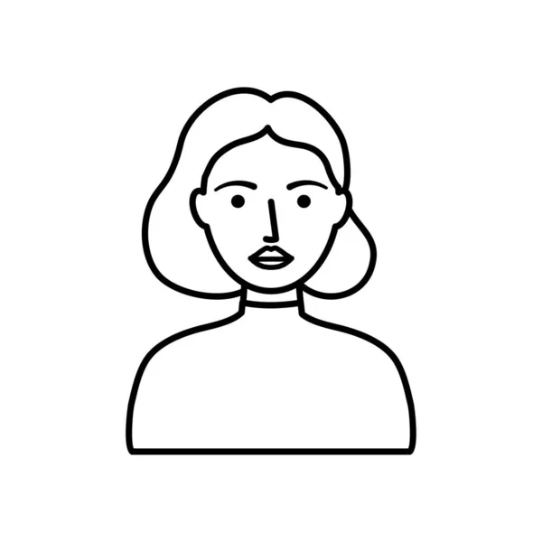 Avatar vrouw met kort haar pictogram, lijn stijl — Stockvector