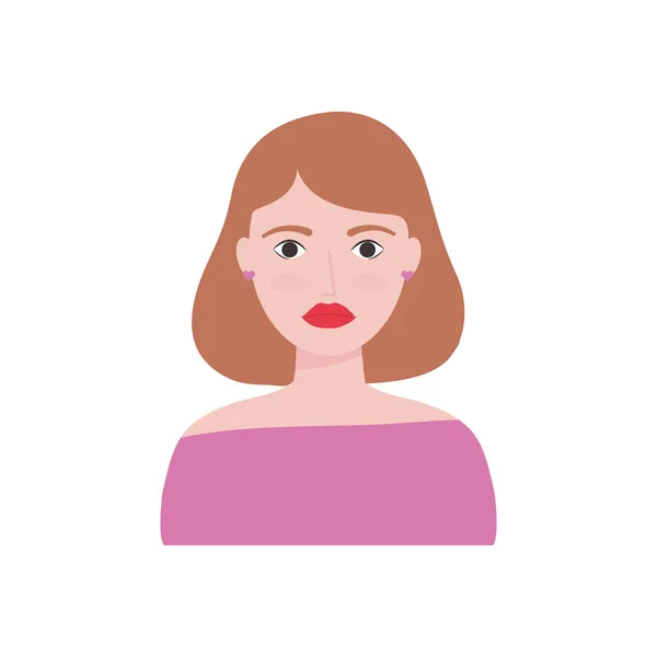 Avatar femme avec icône rouge à lèvres, style plat — Image vectorielle