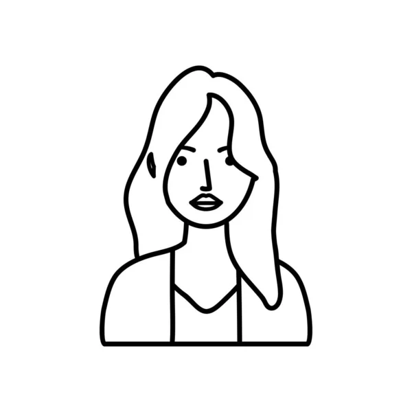 Mladá žena kreslené, linka styl — Stockový vektor