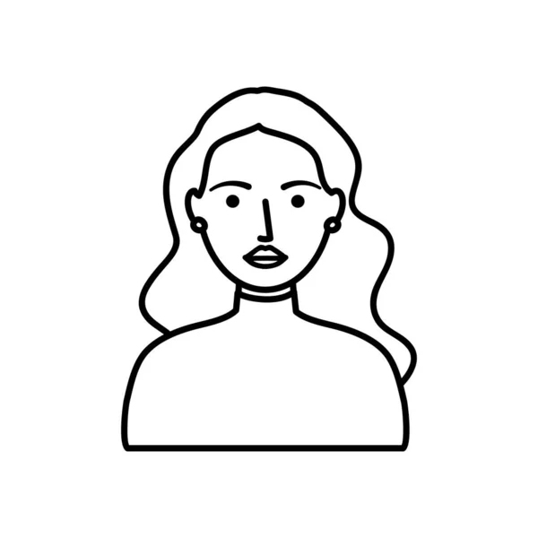 Avatar femme portant col roulé icône pull, style ligne — Image vectorielle