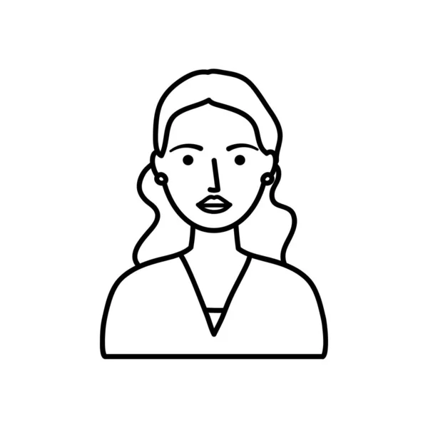 Avatar femme adulte icône, style ligne — Image vectorielle
