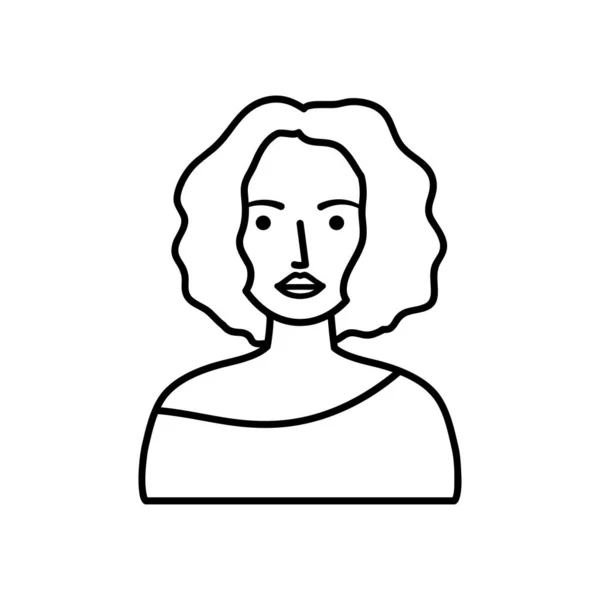Avatar femme avec coiffure cool, style ligne — Image vectorielle