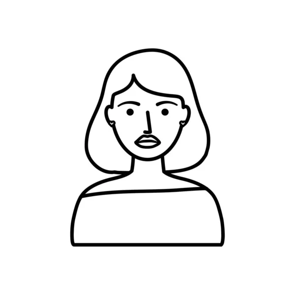 Avatar femme avec icône rouge à lèvres, style ligne — Image vectorielle