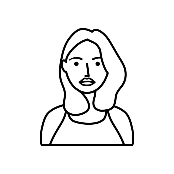 Avatar kvinna ikon, linje stil — Stock vektor