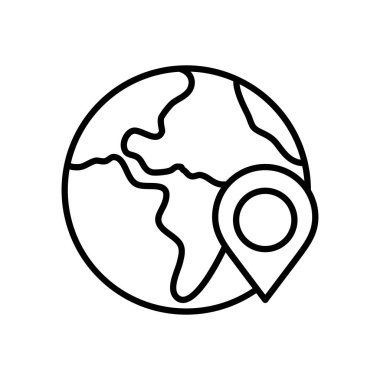 konum pin ve dünya gezegen simgesi, satır biçimi