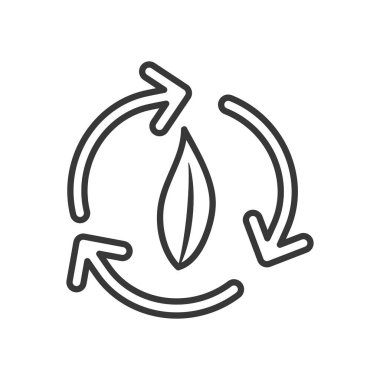 Çember oklarla çevrili yaprak, çizgi biçimi