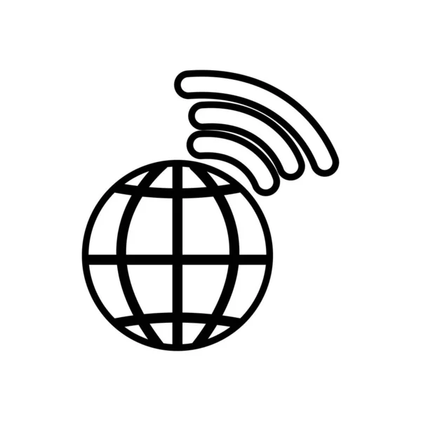 Globales Sphären- und Netzwerksignal, Line-Stil — Stockvektor