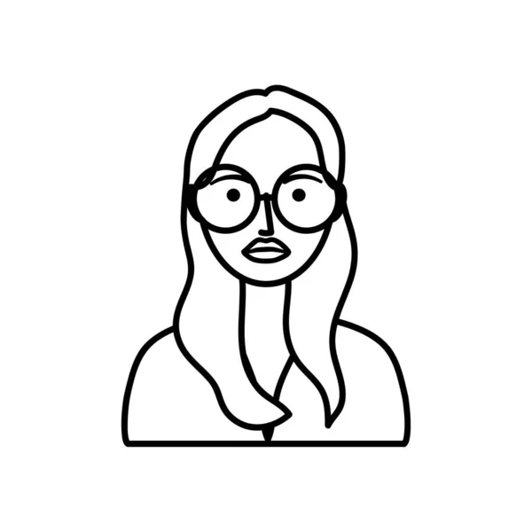 Avatar Mädchen mit Brille, Linienstil — Stockvektor