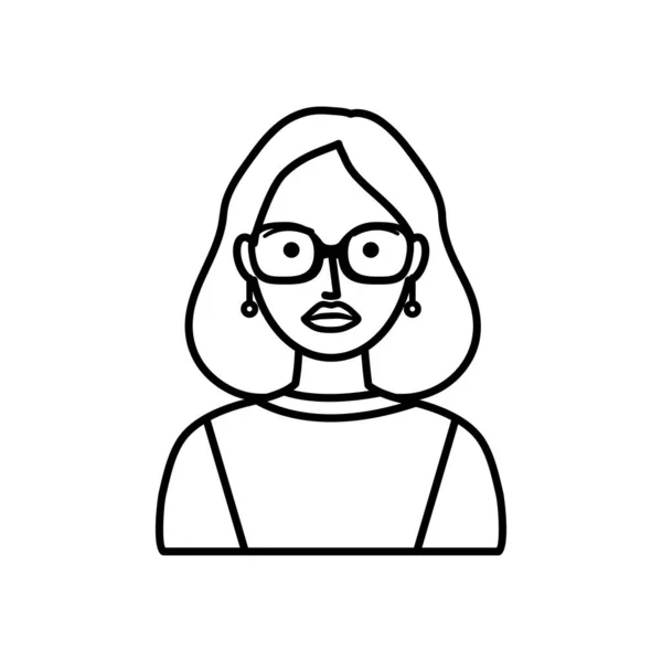 Cartoon Hipster Frau mit Brille, Linienstil — Stockvektor
