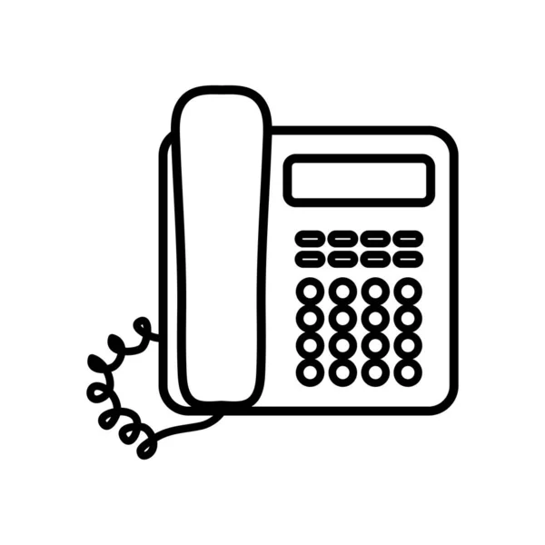 Icono del teléfono de escritorio, estilo de línea — Vector de stock