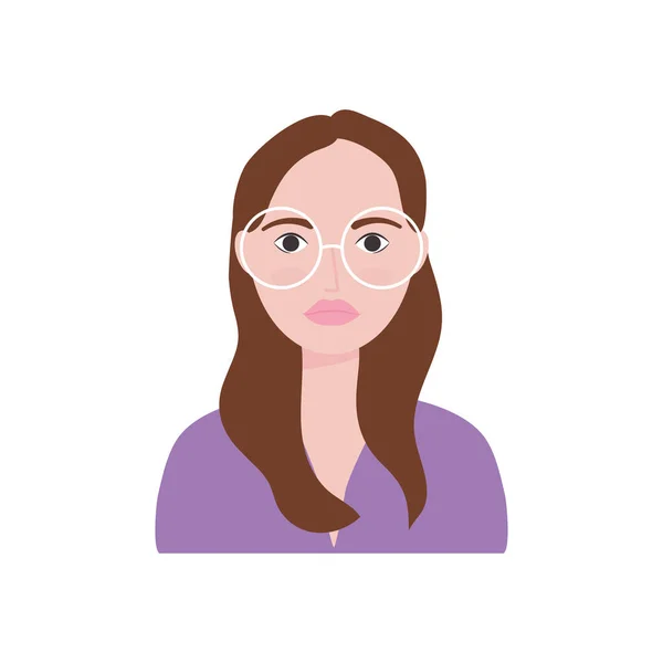 Avatar girl with glasses, flat style — Stock Vector