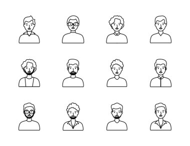 çizgi film adam simgesi seti, satır biçimi