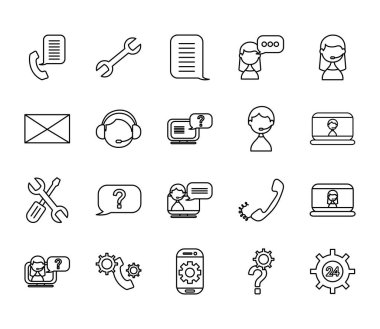 tamir araçları ve destek servis simgesi seti, satır biçimi