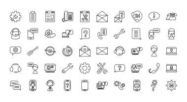 destek servis simgesi seti, satır biçimi