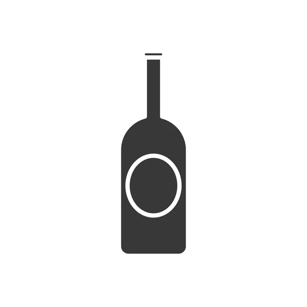 Weinflaschen-Ikone, Silhouetten-Stil — Stockvektor