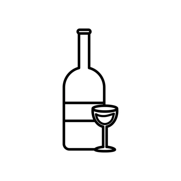 Borosüveg és üveg ikon, vonalstílus — Stock Vector