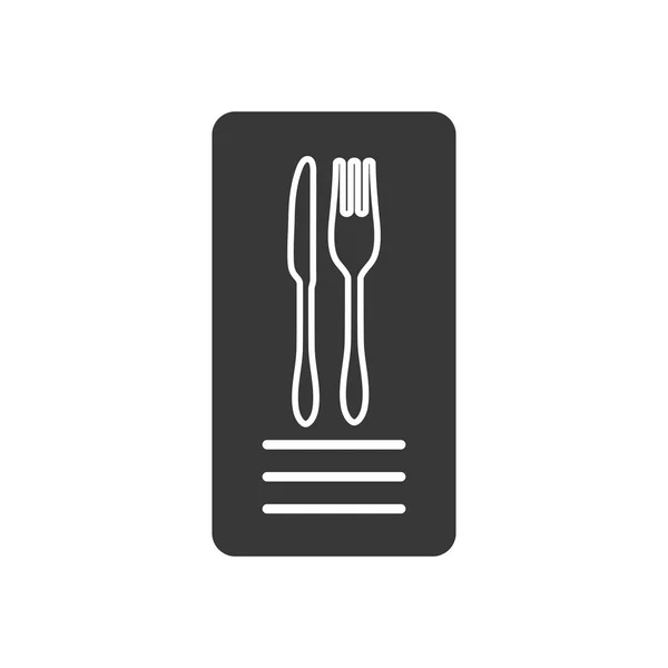 Menu restaurant avec des icônes fourchette et couteau, style silhouette — Image vectorielle