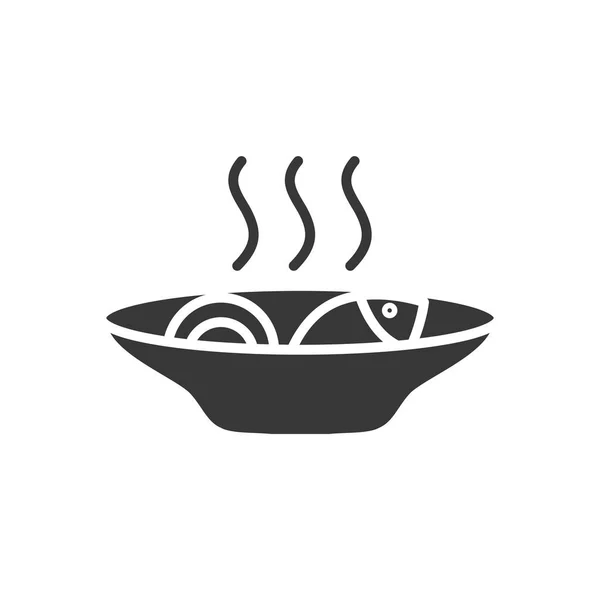 Гаряча страва з іконою риби, стиль силует — стоковий вектор