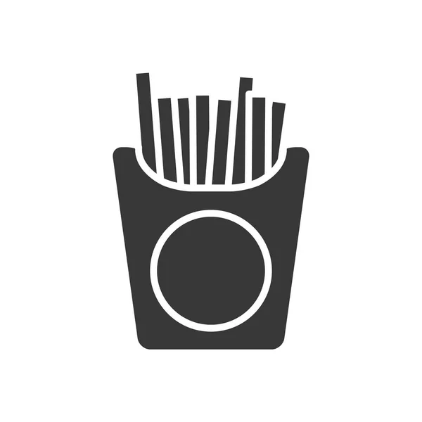 Icono de la caja de papas fritas, estilo silueta — Vector de stock