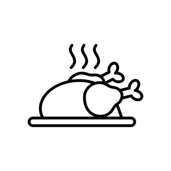 Gorący pieczony kurczak ikona, linia styl — Wektor stockowy