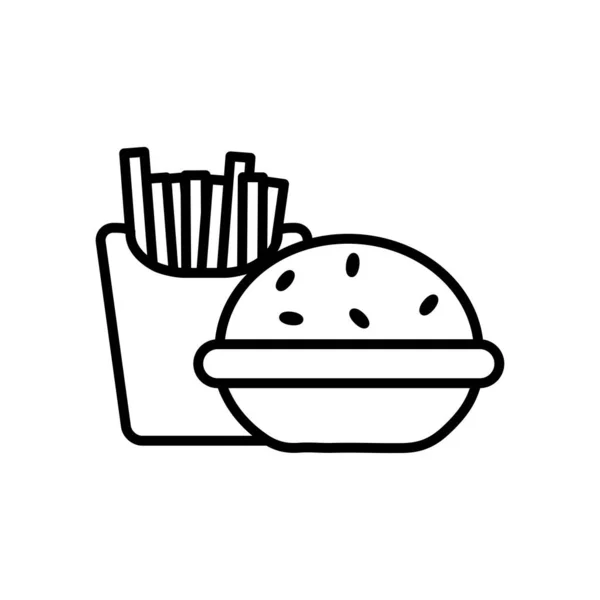 Χάμπουργκερ και τηγανητές πατάτες εικονίδιο, στυλ γραμμή — Διανυσματικό Αρχείο