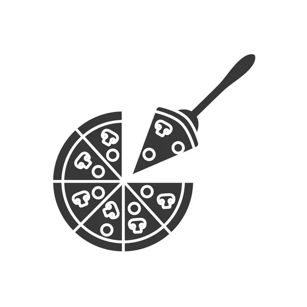Pizza und Spachtel-Ikone, Silhouette-Stil — Stockvektor