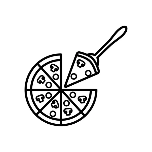 Icône de pizza et spatule, style ligne — Image vectorielle