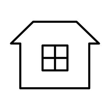 Pencere şekli simgesi olan ev, satır biçimi