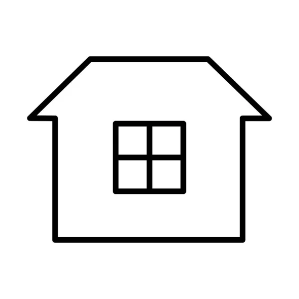 Rumah dengan ikon bentuk jendela, gaya baris - Stok Vektor