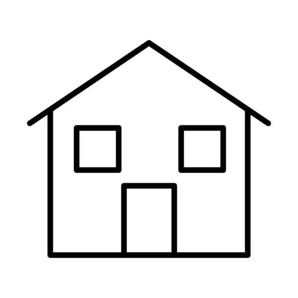 Rumah dengan ikon jendela, gaya baris - Stok Vektor