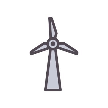 eco rüzgar değirmeni hattı ve biçim ikonu vektör tasarımını doldur