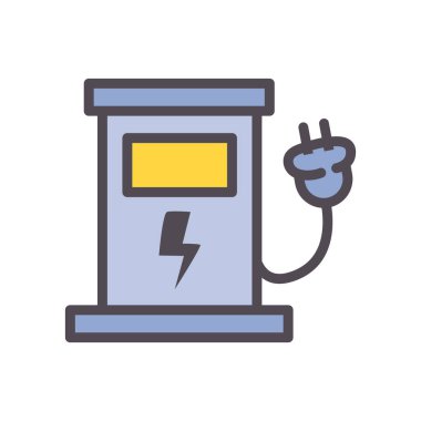 Enerji istasyonu satırı ve biçim ikonu vektör tasarımını doldur