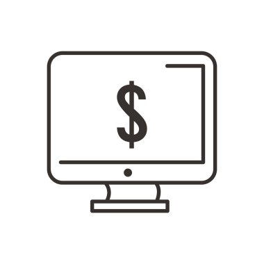 Bilgisayar satırında dolar ve biçim ikonu vektör tasarımını doldur