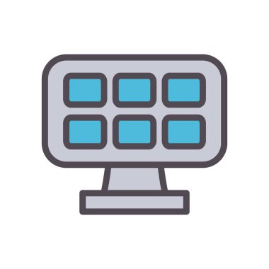 Güneş paneli çizgisi ve biçim ikonu vektör tasarımını doldur